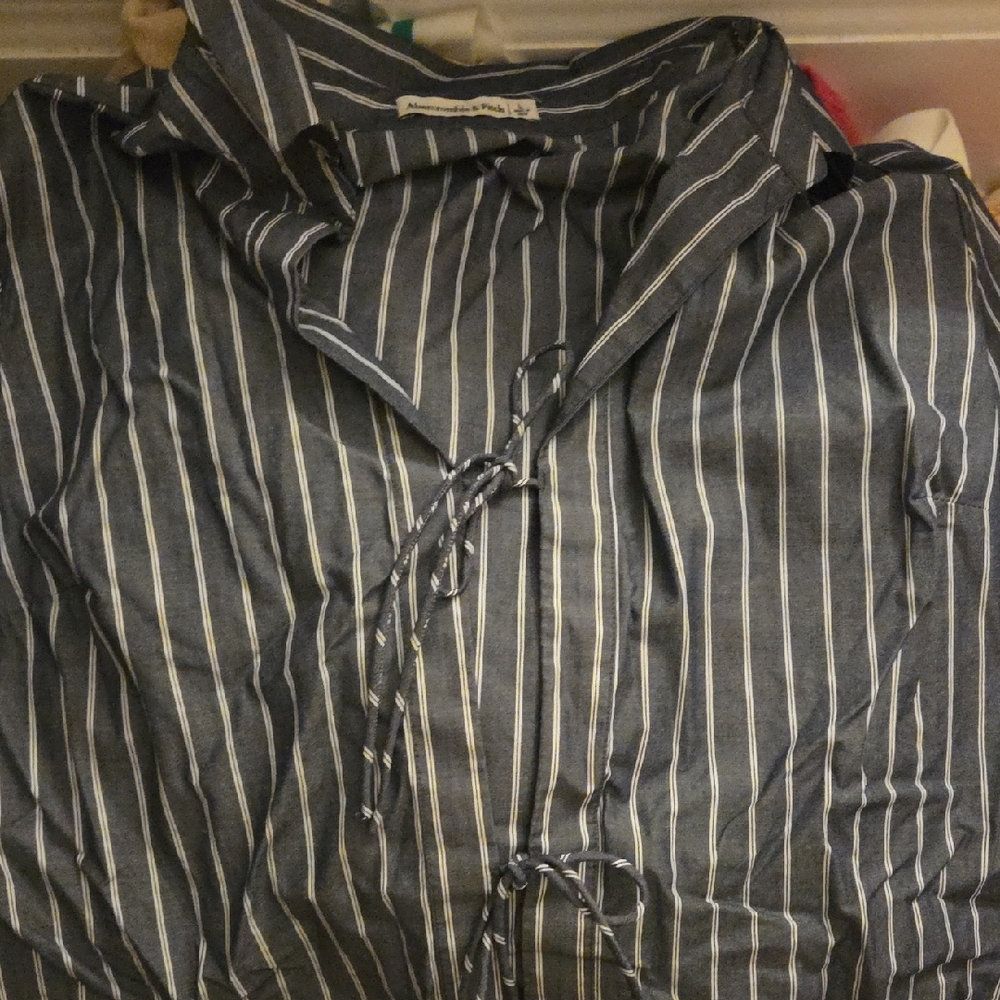 Abercrombie & Fitch Navy Striped Button Down Shirt
